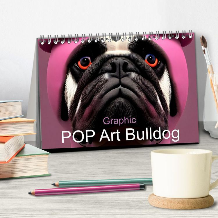Produktbild: Graphic PoP Art Bulldogge (Tischkalender 2026 DIN A5 quer), CALVENDO Monatskalender