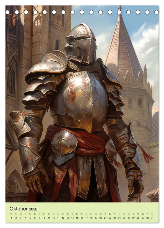 Produktbild: Drachen und stolze Ritter (Tischkalender 2026 DIN A5 hoch), CALVENDO Monatskalender
