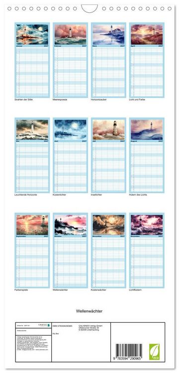 Produktbild: Familienplaner 2027 - Wellenw&auml;chter mit 5 Spalten (Wandkalender, 21 x 45 cm) CALVENDO