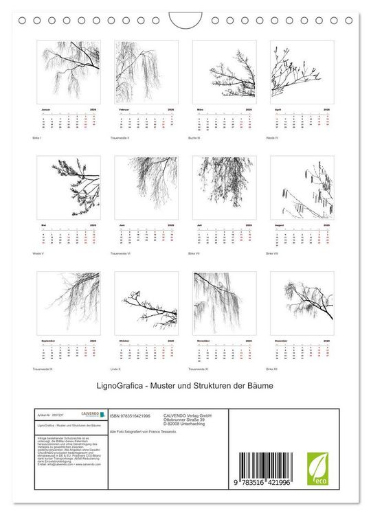 Produktbild: LignoGrafica - Muster und Strukturen der B&auml;ume (Wandkalender 2026 DIN A4 hoch), CALVENDO Monatskalender