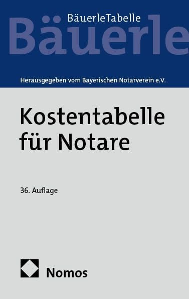 Produktbild: Kostentabelle f&uuml;r Notare