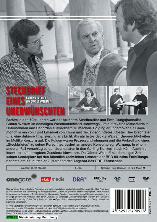 Produktbild: Steckbrief eines Unerw&uuml;nschten - Nach Reportagen von G&uuml;nter Wallraff (DDR TV-Archiv)