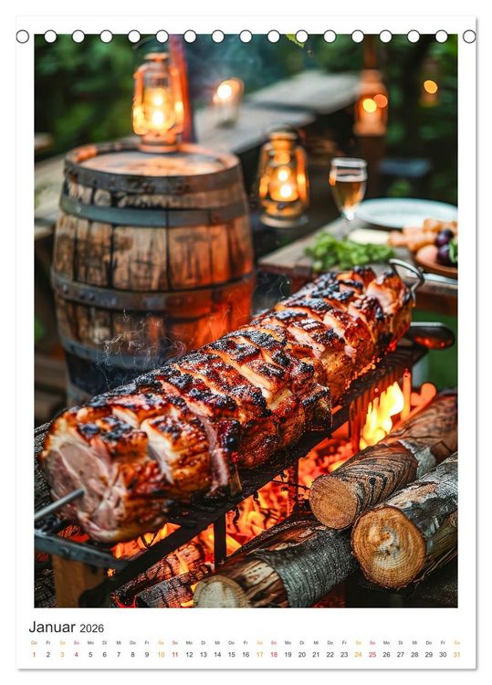 Produktbild: Food BBQ - Deftiges aus der Gourmet-K&uuml;che (Tischkalender 2026 DIN A5 hoch), CALVENDO Monatskalender