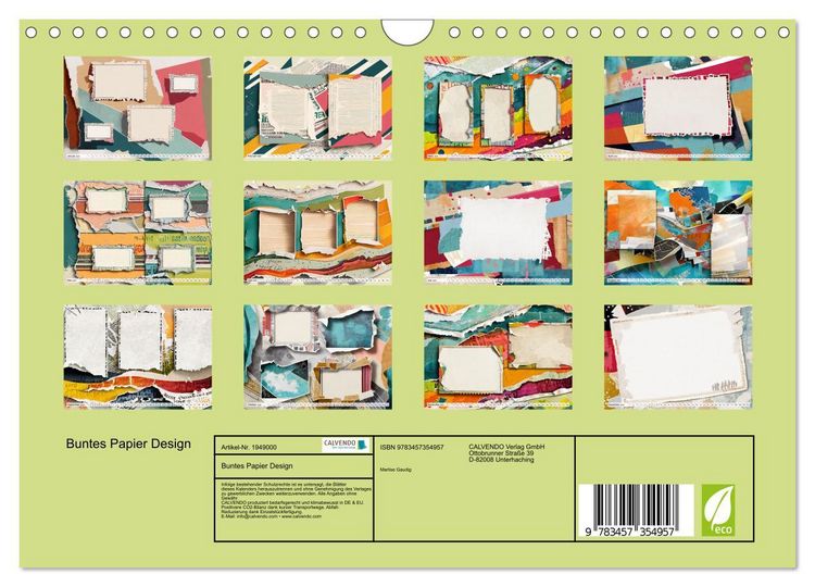 Produktbild: Buntes Papier Design (Wandkalender 2026 DIN A4 quer), CALVENDO Monatskalender