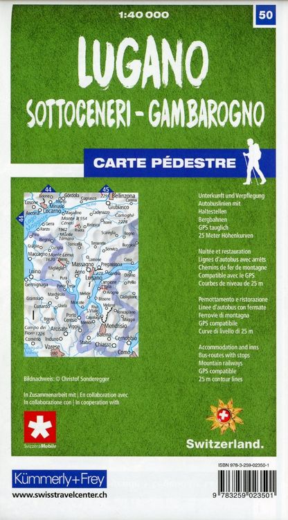 Produktbild: Lugano - Sottoceneri - Gambarogno 50 Wanderkarte
