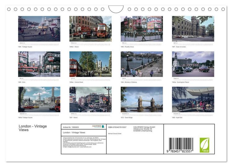 Produktbild: London - Vintage Views (Wandkalender 2026 DIN A4 quer), CALVENDO Monatskalender