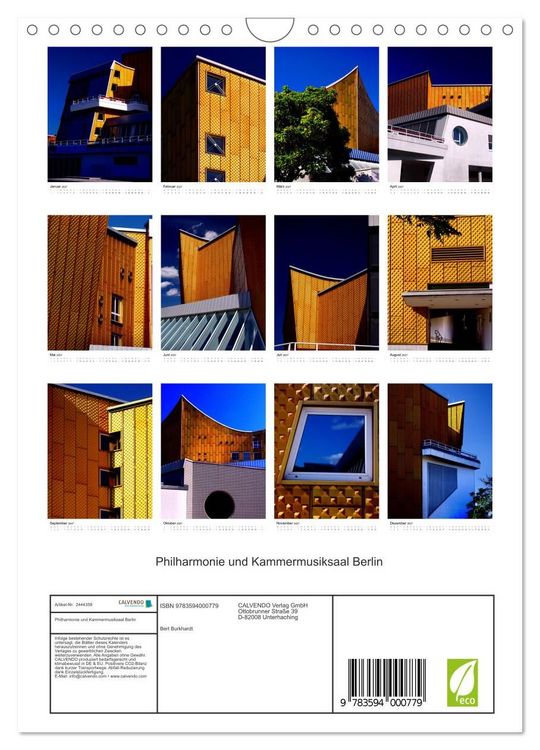 Produktbild: Philharmonie und Kammermusiksaal Berlin (Wandkalender 2027 DIN A4 hoch), CALVENDO Monatskalender