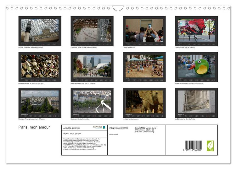 Produktbild: Paris, mon amour (Wandkalender 2026 DIN A3 quer), CALVENDO Monatskalender