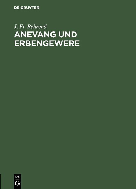 Produktbild: Anevang und Erbengewere