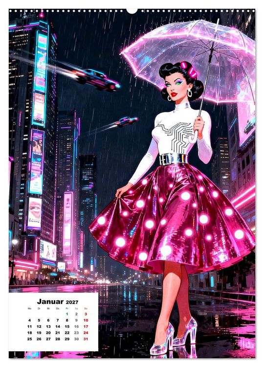 Produktbild: Neon-Girls (Wandkalender 2027 DIN A2 hoch), CALVENDO Monatskalender