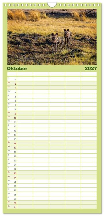 Produktbild: Familienplaner 2027 - Sambias gro&szlig;artige Tierwelt mit 5 Spalten (Wandkalender, 21 x 45 cm) CALVENDO