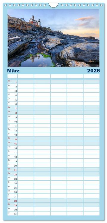 Produktbild: Familienplaner 2026 - NEUENGLAND - Eine Reise durch den Nordosten der USA mit 5 Spalten (Wandkalender, 21 x 45 cm) CALVENDO