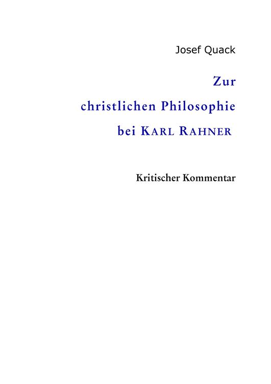 Produktbild: Zur christlichen Philosophie bei Karl Rahner