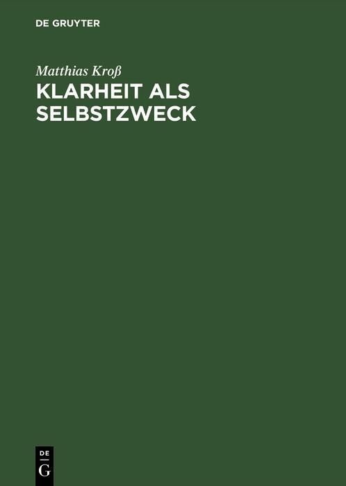 Produktbild: Klarheit als Selbstzweck