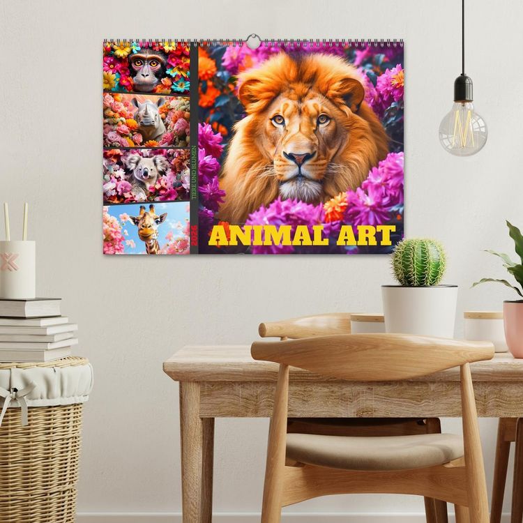 Produktbild: Animal Art - Tiere und Blumen (Wandkalender 2026 DIN A3 quer), CALVENDO Monatskalender