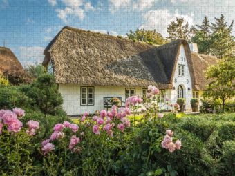 Produktbild: CALVENDO Puzzle Rosenpracht mit Friesenhaus | 2000 Teile Lege-Gr&ouml;&szlig;e 90x67cm Foto-Puzzle f&uuml;r gl&uuml;ckliche Stunden