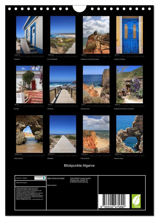 Produktbild: Blickpunkte Algarve (Wandkalender 2026 DIN A4 hoch), CALVENDO Monatskalender