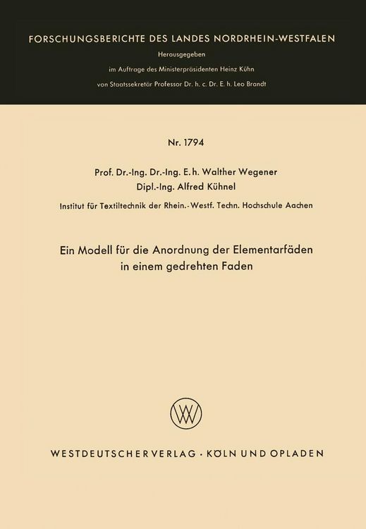 Produktbild: Ein Modell f&uuml;r die Anordnung der Elementarf&auml;den in einem gedrehten Faden