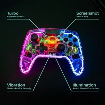 Produktbild: SPEEDLINK RAIT NX RGB Gamepad - Wireless/Wired - for PC/Android/Switch OLED/Lite, clear transparent