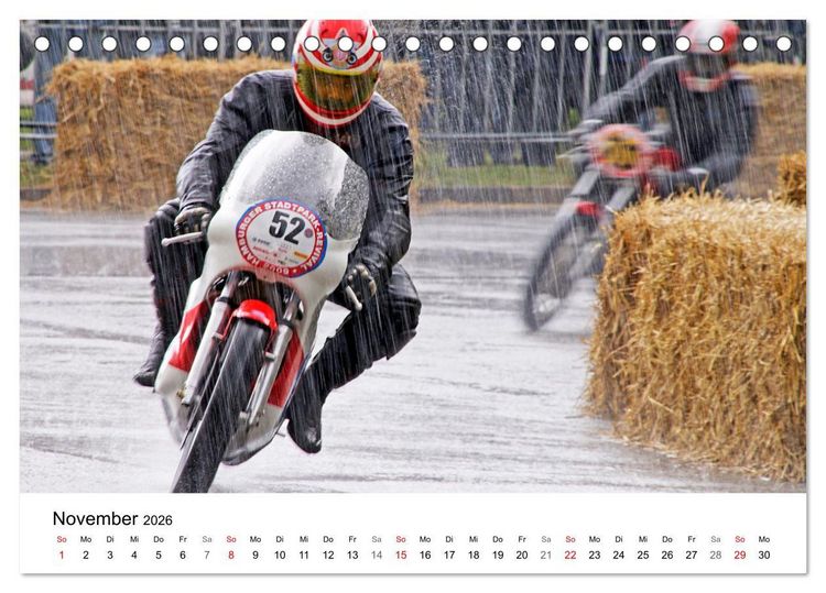 Produktbild: Faszination Oldtimer Motorrad - Momentaufnahmen von Hamburger Stadtparkrennen (Tischkalender 2026 DIN A5 quer), CALVENDO Monatskalender
