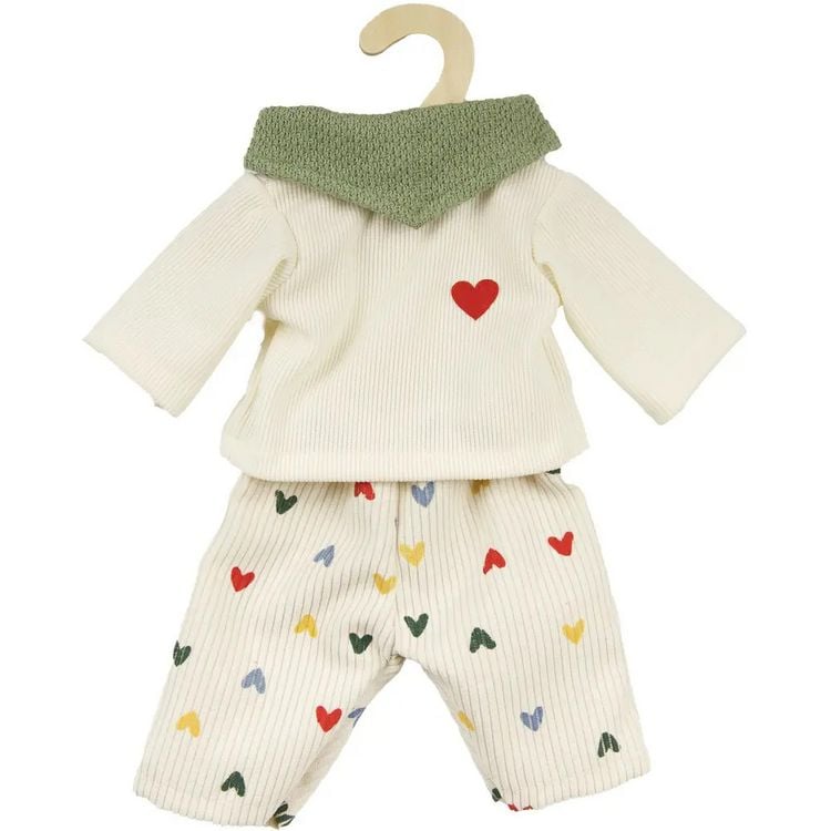 Produktbild: Puppen-Kordhose ''Herz-Konfetti'' mit T-Shirt und Nickituch, Gr. 35-45 cm