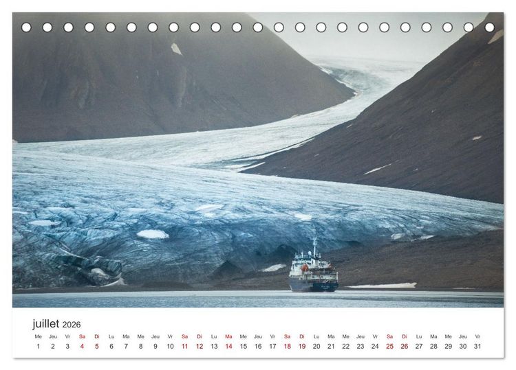Produktbild: L'&eacute;t&eacute; sur les &icirc;les Svalbard (Calendrier de bureau 2026 DIN A5 vertical), CALVENDO calendrier mensuel