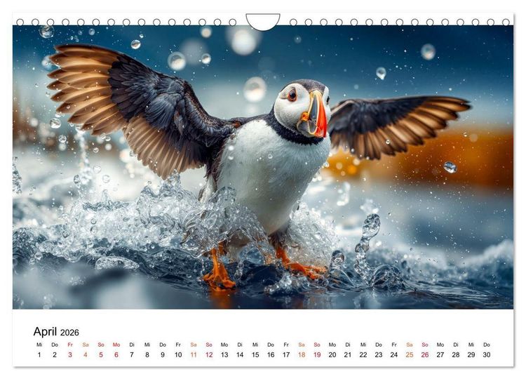 Produktbild: Papageitaucher - Freche Komiker auf Fels und Welle (Wandkalender 2026 DIN A4 quer), CALVENDO Monatskalender