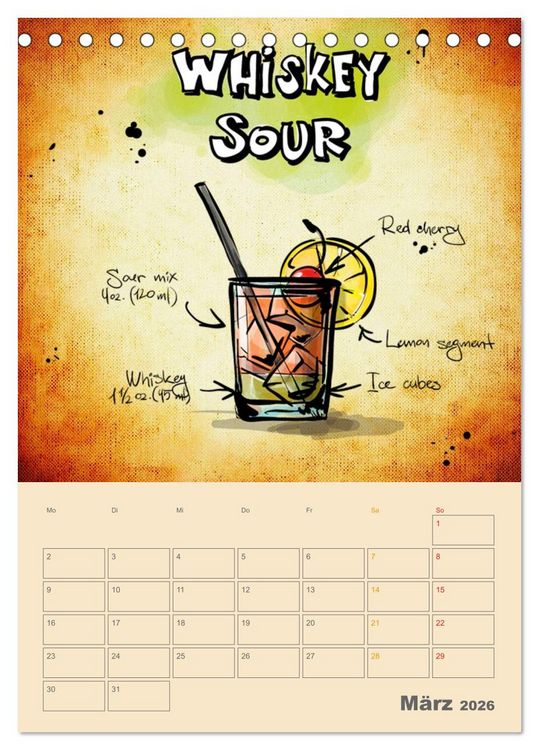 Produktbild: Coole Cocktails (Tischkalender 2026 DIN A5 hoch), CALVENDO Monatskalender