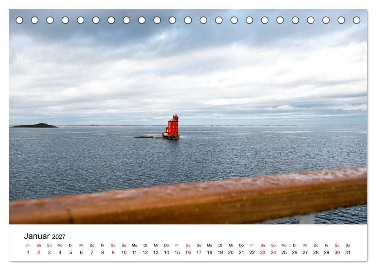 Produktbild: Hurtigruten - Bezaubernde Sch&ouml;nheit der norwegischen K&uuml;ste (Tischkalender 2027 DIN A5 quer), CALVENDO Monatskalender