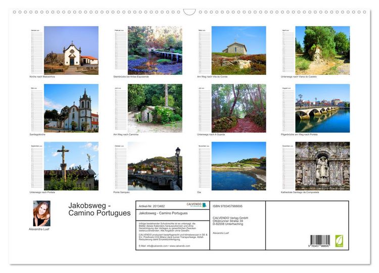 Produktbild: Jakobsweg - Camino Portugues (Wandkalender 2026 DIN A2 quer), CALVENDO Monatskalender