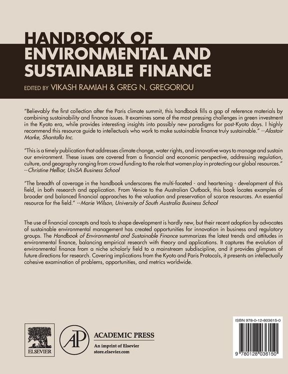 Produktbild: Handbook of Environmental and Sustainable Finance