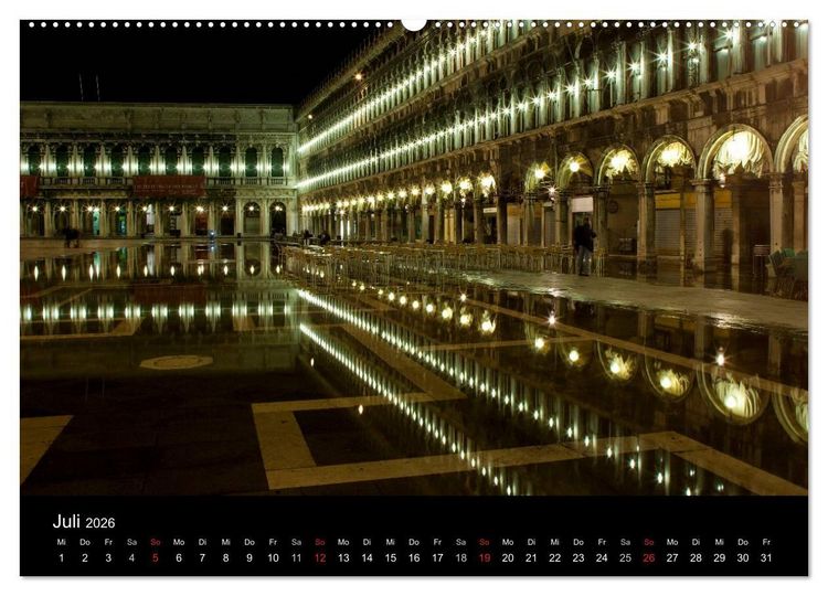 Produktbild: Venedig bei Nacht (hochwertiger Premium Wandkalender 2026 DIN A2 quer), Kunstdruck in Hochglanz