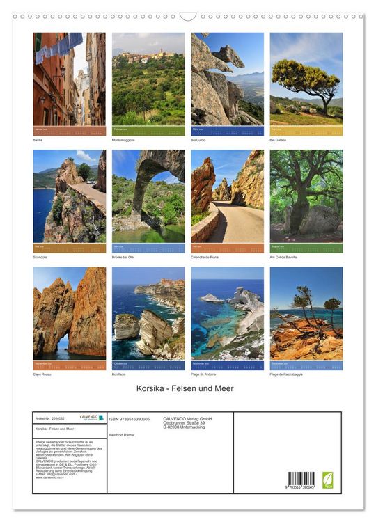Produktbild: Korsika - Felsen und Meer (Wandkalender 2026 DIN A2 hoch), CALVENDO Monatskalender
