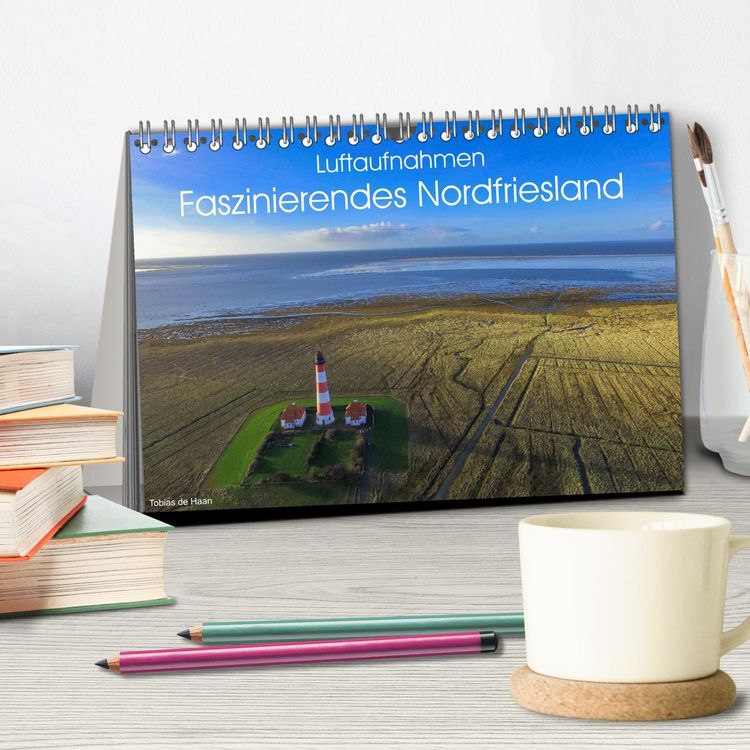 Produktbild: Luftaufnahmen - Faszinierendes Nordfriesland (Tischkalender 2026 DIN A5 quer), CALVENDO Monatskalender