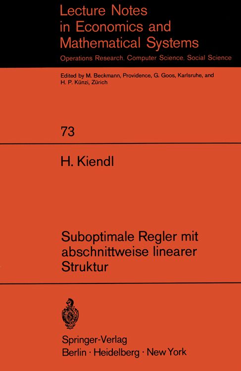 Produktbild: Suboptimale Regler mit abschnittweise linearer Struktur