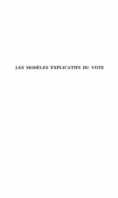 Produktbild: Les Modeles Explicatifs Du Vote