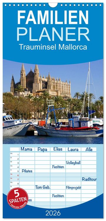 Produktbild: Familienplaner 2026 - Trauminsel Mallorca mit 5 Spalten (Wandkalender, 21 x 45 cm) CALVENDO