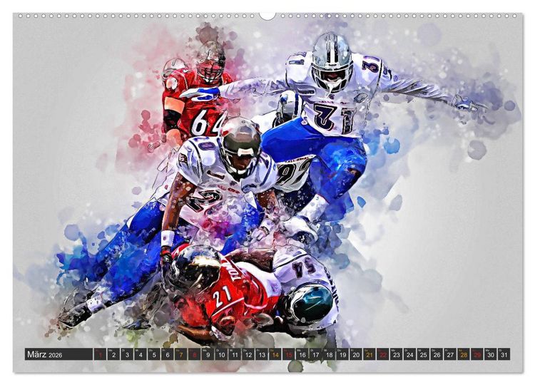 Produktbild: American Football extrem (Wandkalender 2026 DIN A2 quer), CALVENDO Monatskalender