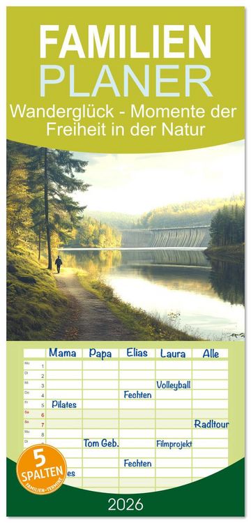 Produktbild: Familienplaner 2026 - Wandergl&uuml;ck - Momente der Freiheit in der Natur mit 5 Spalten (Wandkalender, 21 x 45 cm) CALVENDO