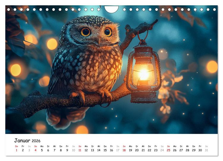 Produktbild: Eulen im Wald - Die geheimen Jobs und Aufgaben (Wandkalender 2026 DIN A4 quer), CALVENDO Monatskalender