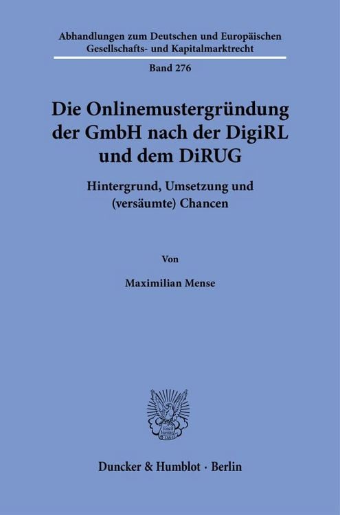 Produktbild: Die Onlinemustergr&uuml;ndung der GmbH nach der DigiRL und dem DiRUG