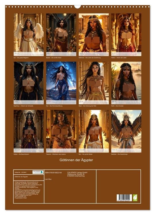 Produktbild: G&ouml;ttinnen der &Auml;gypter (Wandkalender 2027 DIN A2 hoch), CALVENDO Monatskalender