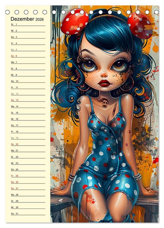 Produktbild: Rockabilly. Strange Comic-Kunst Girls im 50er-Jahre Stil (Tischkalender 2026 DIN A5 hoch), CALVENDO Monatskalender