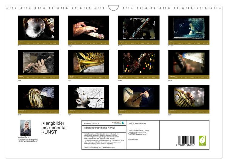 Produktbild: Klangbilder Instrumental-KUNST (Wandkalender 2026 DIN A3 quer), CALVENDO Monatskalender