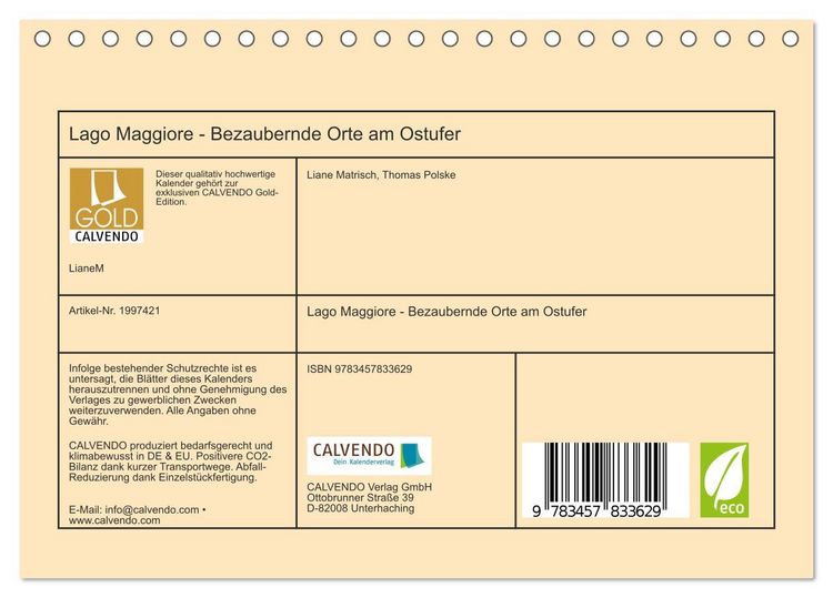 Produktbild: Lago Maggiore - Bezaubernde Orte am Ostufer (Tischkalender 2026 DIN A5 quer), CALVENDO Monatskalender