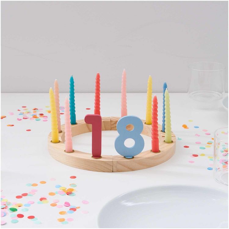 Produktbild: Premium Set Holzring aus Kiefernholz mit Holzzahlen, bunt