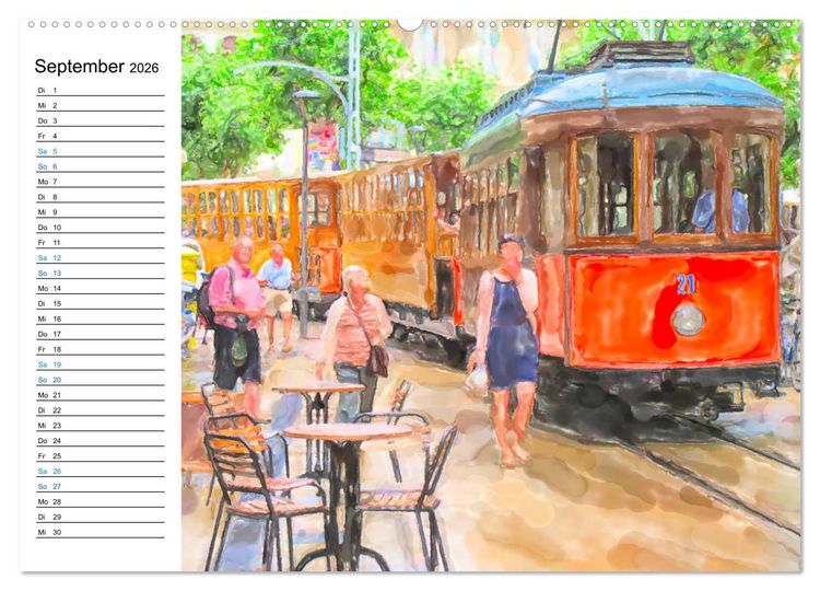 Produktbild: Mallorca - Impressionen in Aquarellfarben (hochwertiger Premium Wandkalender 2026 DIN A2 quer), Kunstdruck in Hochglanz