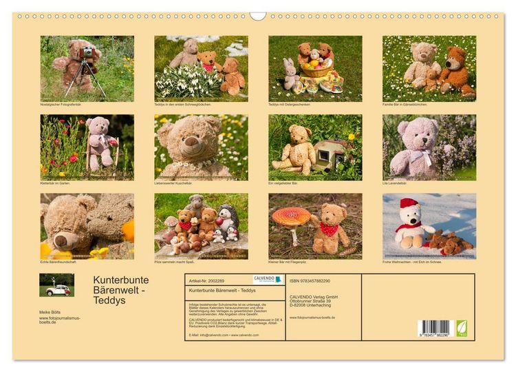 Produktbild: Kunterbunte B&auml;renwelt - Teddys (Wandkalender 2026 DIN A2 quer), CALVENDO Monatskalender