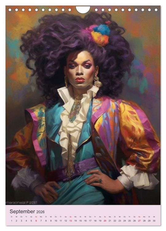 Produktbild: Dragqueens. Drag- und Travestie Kunst. Illustrationen (Wandkalender 2026 DIN A4 hoch), CALVENDO Monatskalender