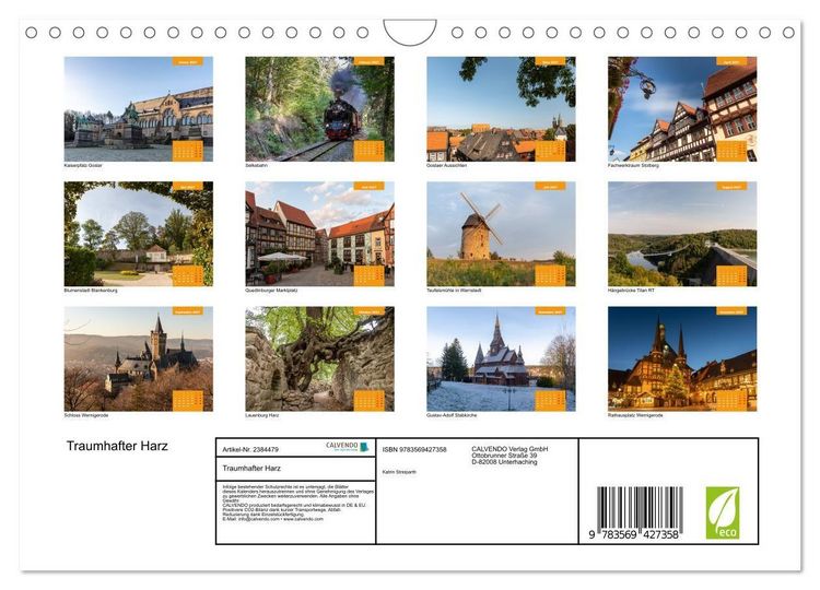 Produktbild: Traumhafter Harz (Wandkalender 2027 DIN A4 quer), CALVENDO Monatskalender